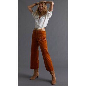 Anthropologie Maeve The Colette Cropped Wide-Leg Pants Bronze Corduroy Size 23